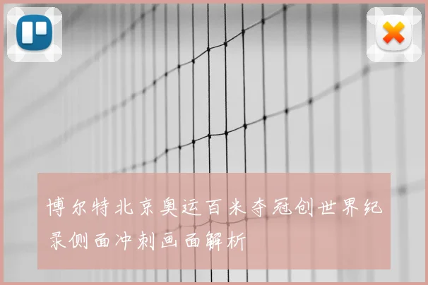 博尔特北京奥运百米夺冠创世界纪录侧面冲刺画面解析